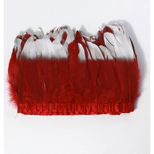 Natural wine red goose feather spray silver head made of 2 meters cloth edge DIY shopping festival costume skirt decoration