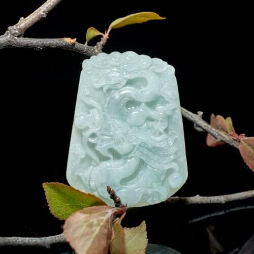 Natural Myanmar Jadeite Dragon brand Jade Pendant Jewelry lucky Exorcise evil spirits Amulet Jade Pendant Fine Jewelry