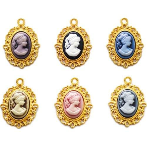 2020New 60Pcs Resin Girl Head Oval Alloy button for DIY hair accessoriess or jewelry earring pendants decoration EG34