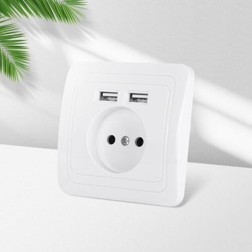 German standard European standard USB wall socket can charge mobile phones Dual USB ports 5V 2A Usb TDM EKF IEK Universal B001