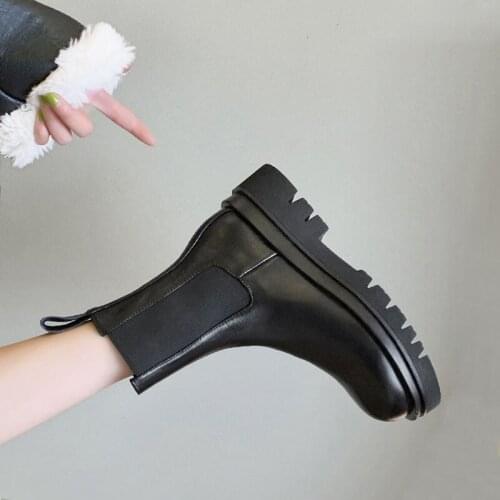 2021 New Winter Boots Ladies Solid Color Mid-heel Shoes Fashion Ladies Round Toe Women Shoes Martin Boots Zapatos Para Mujer