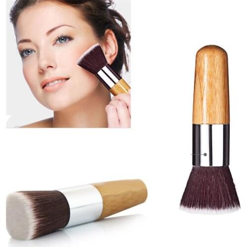 Wholesale 10Pcs Fashion Beauty Flat Buffer Foundation Powder Blusher Face Brush Cosmetic Basic Tool Bamboo Handle Makeup Tools