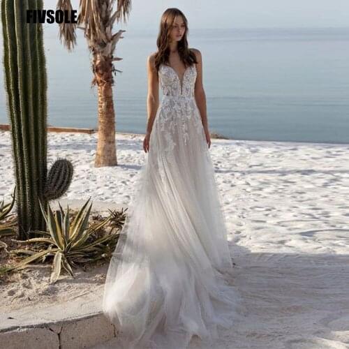 Country Beach Wedding Dress 2021 Tulle A Line Princess Wedding Gowns Backless Gilrs Formal Vestidos De 15 With Spaghetti Straps