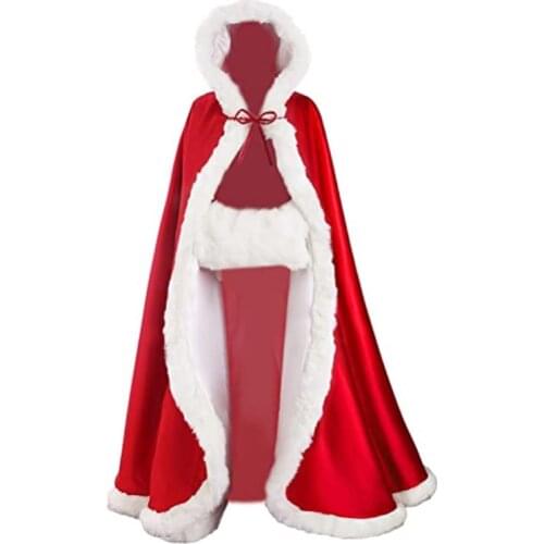 Christmas adult womens cloaks hooded velvet santa claus clothes acting as costumes party costumes