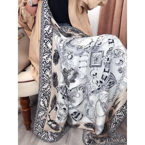 Jewelry Prints 100% Silk Scarf Wraps Women Silk Shawl Cape Charming Clothing Accessories 88*88cm