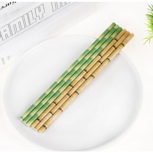 Wedding Party Favor Supply Bamboo Print Tiki Environmental Paper Drinking Straws Kitchen Bar Tool LX4567