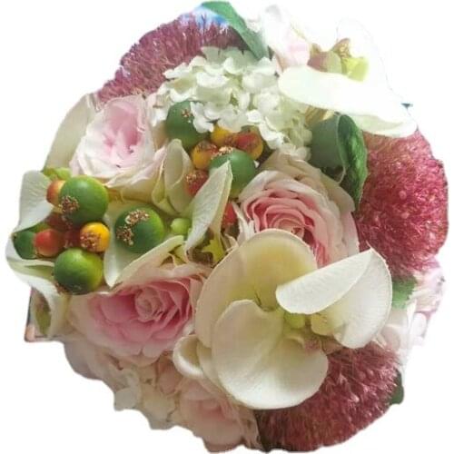 Western Style Wedding Bouquet Of Korean Wedding Bride And Bridesmaid Teardrop Shaped Waterfall Hand Bouque 40CM 0413-04