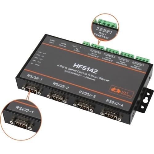 High Flying HF5142B 4 Ports Industrial Cortex-M3 Serial RS232 RS485 RS422 to Ethernet TCP IP Telnet Multiple Port Serial Server