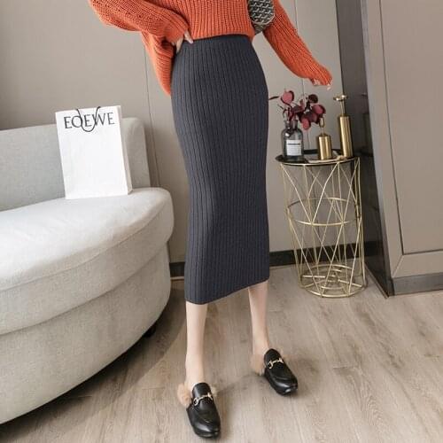 BETHQUENOY Mujer Faldas Gray Type H Skirts Women Woman Skirt Midi Jupe Femme Saias Mulher Plisada Spodnica Damska 2021 Autumn