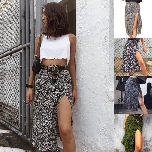 Women Skirt Split Leopard Print High Waist Floral Skirts Tight Open Wraps Sexy Summer Fashion Beach Casual Flower Clothes