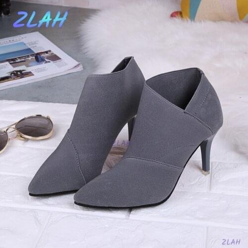 Hot Sale 2Colour Womens Shoes Zlah Winter and Autumn Casual Womens High Heels High Heels Warm Ankle Boots Womens Size 34-41