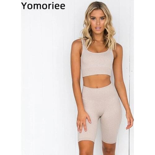 Yoga Women Shorts Set High Waist Butt Lifting Tracksuit Seamless Solid Color High Elastic Sportswear Gym Sport Running Gymwear