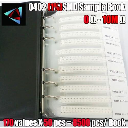 0402 1% SMD Resistor Sample Book Tolerance 170valuesx50pcs=8500pcs Resistor Kit 0R~10M