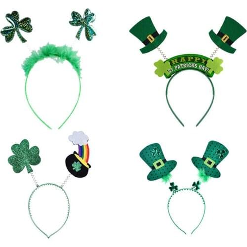 1pcs hat Headband head buckle st. Patricks day Irish carnival clovers rainbow Irish festival children toys adult hair hoop