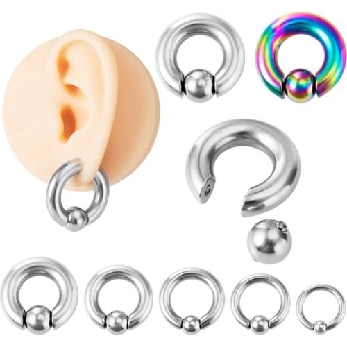 1pc Stainless Steel Captive Bead Hoop BCR Ear Piercing Weights Stretcher Expander Gauge Closure Nose Nipple PA Ring Body Jewelry