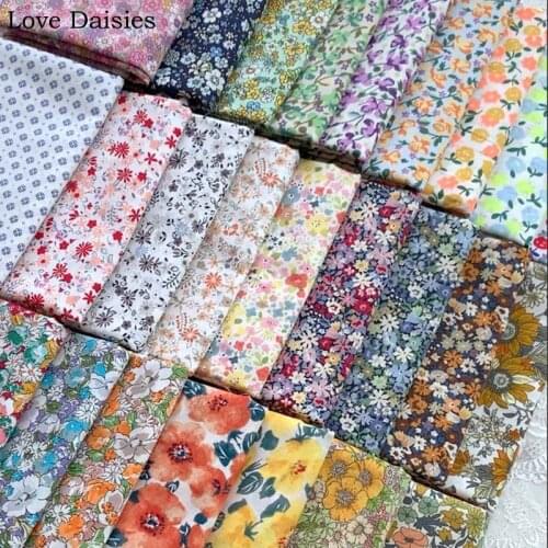 Pastoral Fresh Small Mini Floral Flower Poplin 100% Cotton Plain Fabric for DIY Handmade Summer kid Dress Shirt Blouse Top Quilt