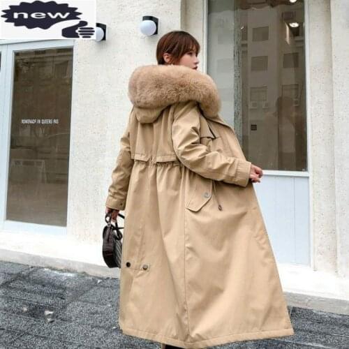 2021 Winter Parkas Women Casual Coat Fashion Detachable Fox fur Collar Hooded Long Jacket Thick Warm Wool Line Female Overcoat