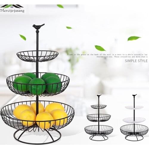 3-Layer Kitchen Food Storage Containers Fruit Display Holder Home Organizer Storage Basket Home Decorative Food Store LSN07
