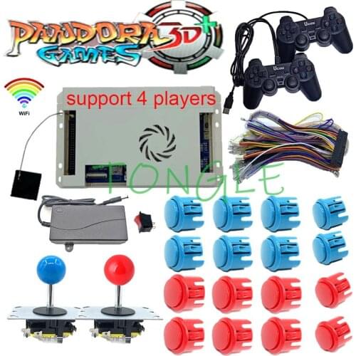 4018 in 1 Pandora Box 168 3D Arcade Console Parts Kit Wifi Download Games Motherboard 4 Players USB Gamepad Joystick LED Button