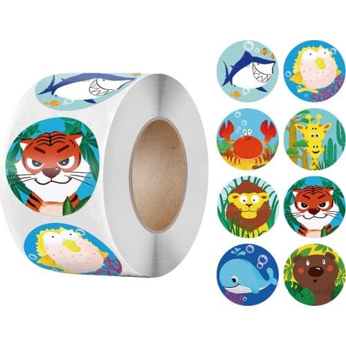 500pcs Zoo Animals cartoon reward Stickers labels for kids classic toys for school teacher Decal 8 designs pattern Tiger zebra