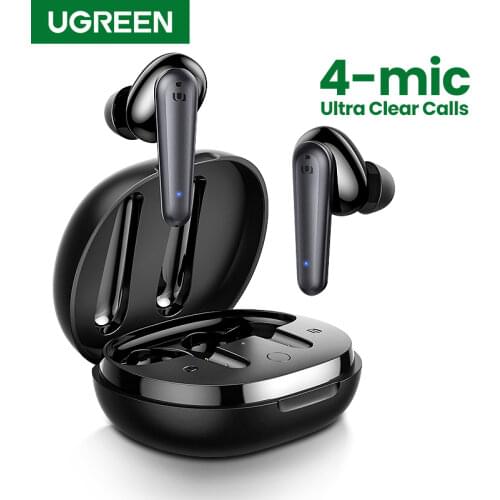 UGREEN HiTune T1 Wireless Earbuds with 4 Mics TWS Bluetooth 5.0 Earphones True Wireless Stereo 24H Playing USB C Charge Earphoe