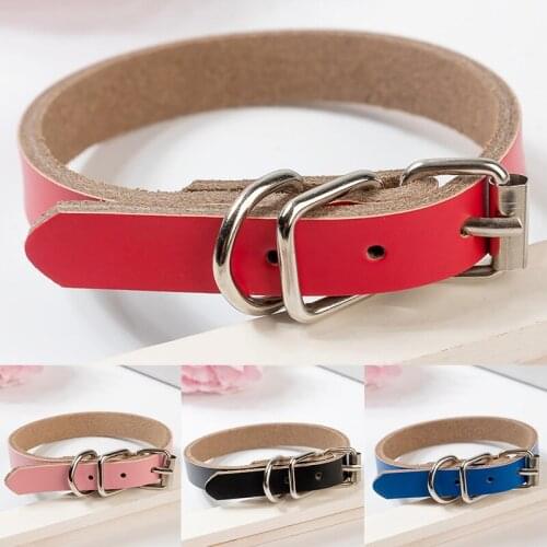 Large Durable Dog Collar Leather Padded Pet Collars for Small Medium Large Dogs Cat 5 Size