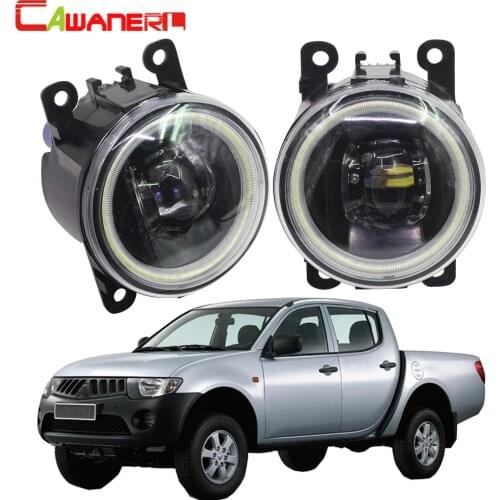 Cawanerl For Mitsubishi L200 KB_T KA_T Pickup 2005 2006 2007 2008 2009 2010 2011 2012 Car 4000LM LED Fog Light Angel Eye DRL 12V