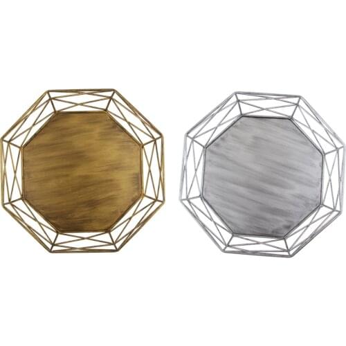 MagiDeal Cake Holder Hollow Out Dessert Holder Iron Polygon Stand Silver Gold Bakeware For Christmas Wedding Ornament