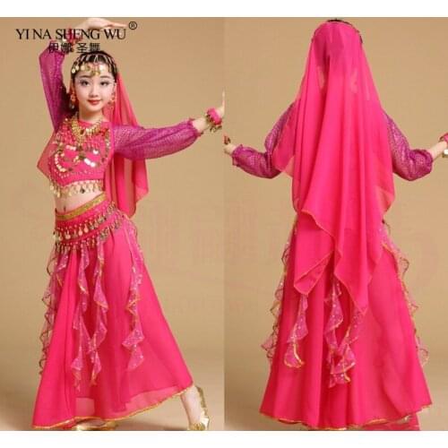 Children Belly Dance Costumes Kids India Belly Dance Clothes Oriental Dance Girls Bollywood Indian Performance Set Bellydance