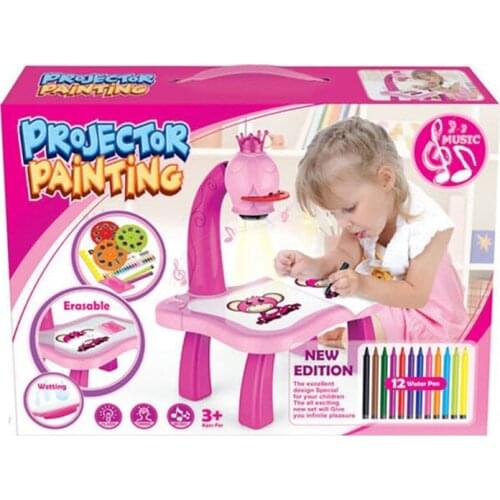 Kids Children Educational Early Learning Musical Projector Projection Painting Drawing Table Desk Toy Paint Tools FP8