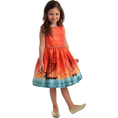 Yatheen Little Girls 2-8t Princess Moana Border Fit-And-Flare Dress Kids Party Dresses