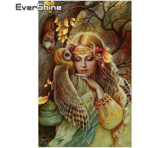 EverShine Diamond Painting Full Round Girl Pattern 5D DIY Diamond Embroidery Cross Stitch Diamond Mosaic Autumn Manual Hobby
