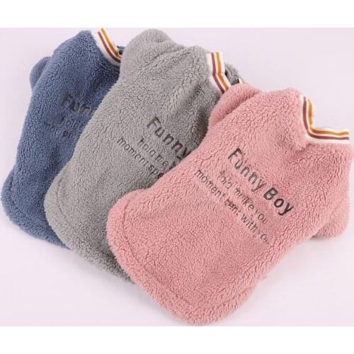 Fleece Pet Dog Clothes Warm Embroidery Pet Sweatshirt Dog Hoodie Jacket Cat Clothing Chihuahua French Bulldog Winter Warm Coat