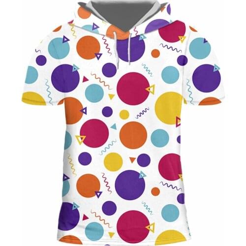 IFPD EU Size Hooded Tshirt Summer Men Casual Cool 3D Print Colorful Geometric Figures T-shirt Hiphop Short Sleeve Tops Dropship