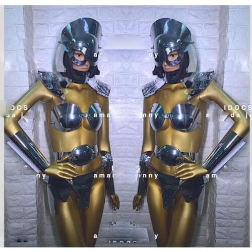 Gogo technology armor Space Party bikini costume nightclub bar ds Women girl singer dancer stage show wear
