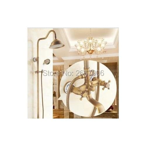 Hot Sale Telephone Stype Shower Set Antique Copper Bath Faucet Shower Gift Ceramic Shower Mixer Set Bathroom Free Shipping GI240