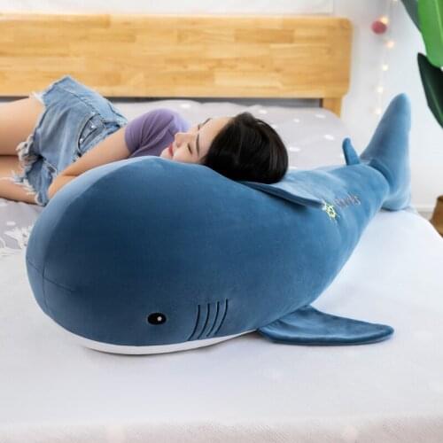 60/80/100cm Giant Shark Plush Toy Soft Stuffed Speelgoed Animal Reading Pillow For Birthday Gifts Cushion Doll Gift For Children