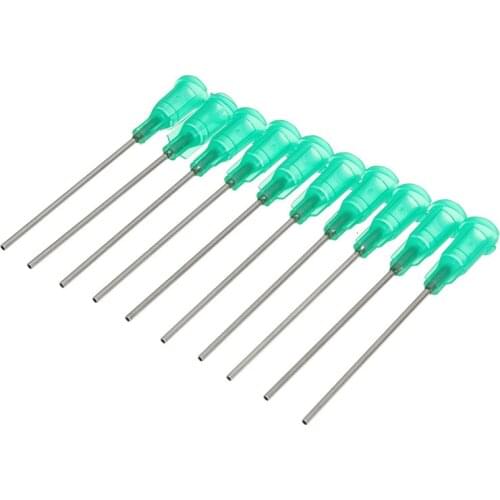 10pcs Green 18Ga Stainless Steel Blunt Dispensing Needles Glue Syringe Needle Tips For DIY Gluing Rhinestones Filling Ink Oil