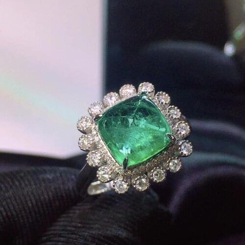 H622 Emerald Ring 3.95ct Pure 18 K Gold Colombia origin Natural Green Emerald Gemstone Diamond Female Rings for women Fine Ring