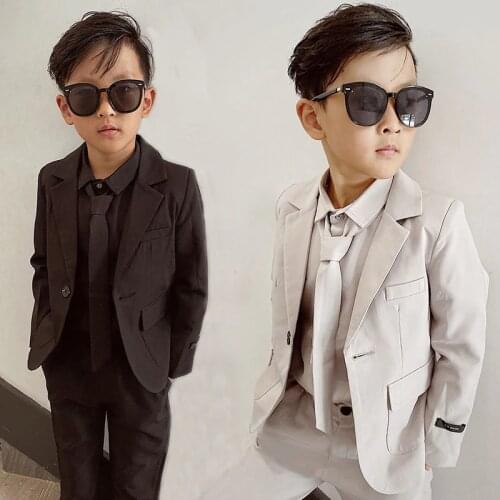 Children Suit Set 2020 Spring Autumn Boys Casual Long-sleeved Blazer Pants Clothing Sets Kids Party Costume