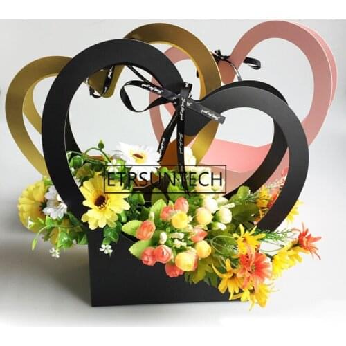 50pcs Colorful Flower Paper Boxes Bucket Waterproof Florist Packaging Box Wedding Birthday Party Gift Packing Cardboard