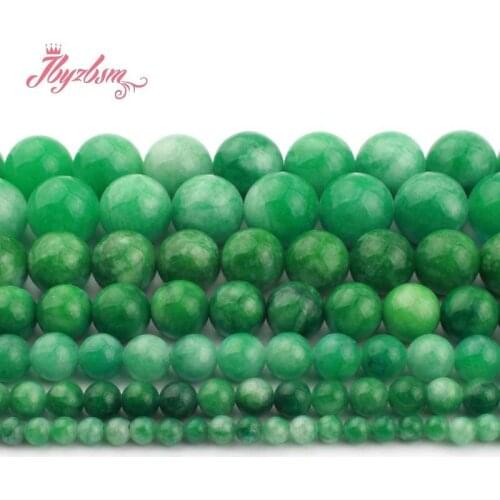 Round Candy Green Jades Smooth Loose Ball Stone Beads For DIY Necklace Bracelets Jewelry Making Strand 15" 6,8,10,12,14mm