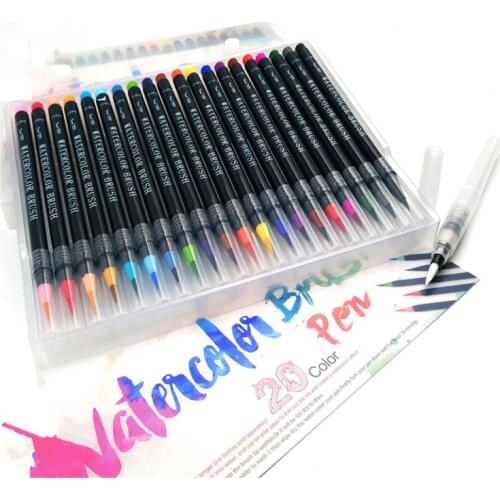 20 Color Watercolor Painting Markers Pen Premium Soft Brush Pen Set Coloring Books Manga Comic Calligraphy Art Marker