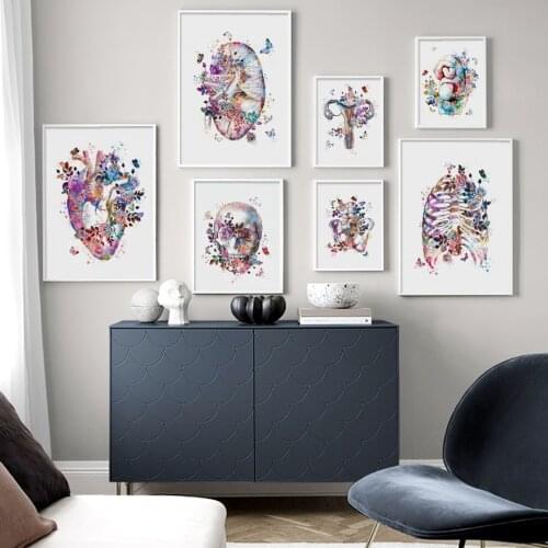 Human Anatomy Artwork Medical Wall Art Print Heart Skeleton Nordic Vintage Posters And Prints Education Canvas Painting Decor