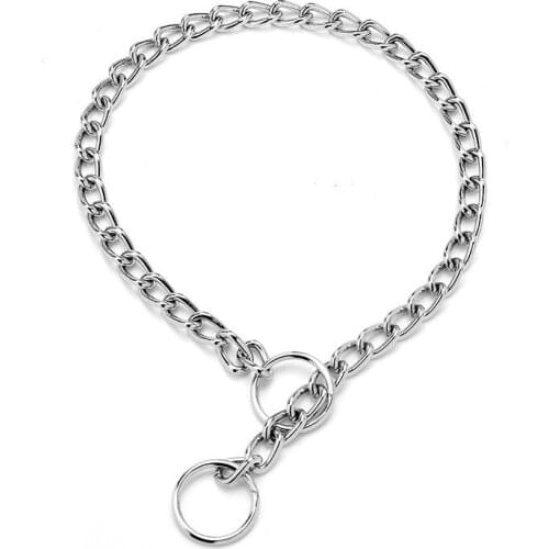 Metal Dog Training Choke Chain Collars for Small Medium Large Dogs Pitbull Bulldog Strong Stainless Iron Dog Slip P Collar
