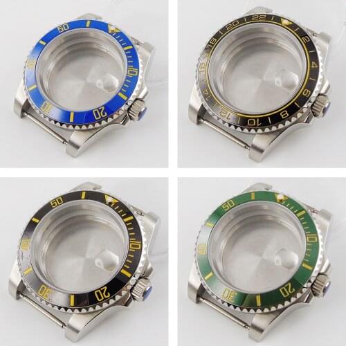 40mm Sapphire Glass ceramic bezel Date Watch Case fit NH35 NH36 movement mens watch