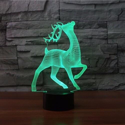 Christmas Deer 3d Night Light 7 Color Changing Remote Touch switch Usb 3d Table Lamp Novelty Luminaria Led 3d Light Fixtures