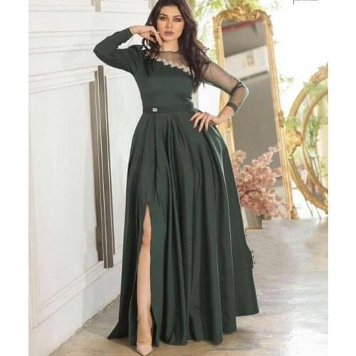 New Arrival Long sleeve evening dress Long Slit Sexy Formal dresses women party night abendkleider 2021 Party evening gowns
