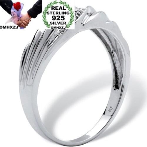 OMHXZJ Wholesale European Fashion Woman Man Party Wedding Gift AAA Zircon 925 Sterling Silver 18KT Yellow Gold Ring RR369