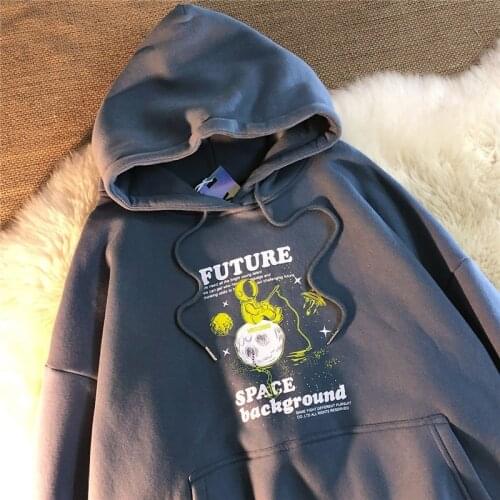 Autumn Winter Plush And Thickened Hooded Sweatshirt For Young Mens Couples Wear Loose Mens And Womens Fashion Clothes